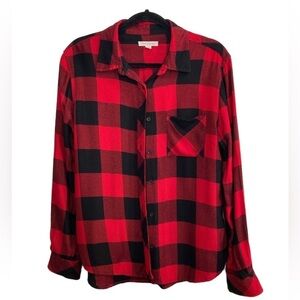 Beachlunchlounge red & black check plaid flannel button up shirt jacket shacket